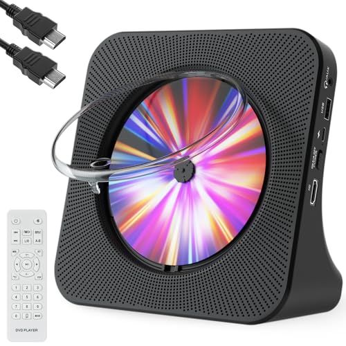 Fohil DVD/CDプレーヤー デスク bluetooth送受信両対応 HDMI出力対応 最大1080P対応 リージョンフリー DVDプレイヤー スピーカー内蔵 USBモード FMラジオ cdラジカセ AUX機能 車用対応 リモコン付き a29a9b46