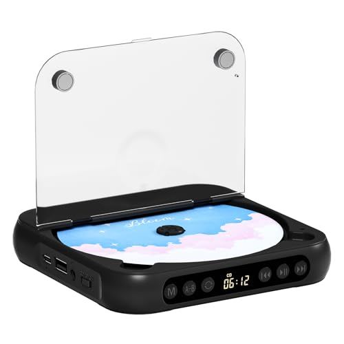 cdプレーヤー スピーカー内蔵 充電式 家庭での使用に最適、CD/AUX/USB再生をサポート音楽再生/語学学習/胎児教育 日本語説明書,ブラックas 3ed15b2c