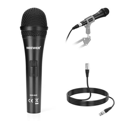 NEEWER NW-040 カーディオイドダイナミックマイク XLRケーブル付き 剛性金属ハウジング 単一指向性ピックアップマイク 楽器用 音声 公共スピーチ ポッドキャスト 歌唱 PC ゲーム ストリーミングスタジオ ブラック 国内発送 f15c1501