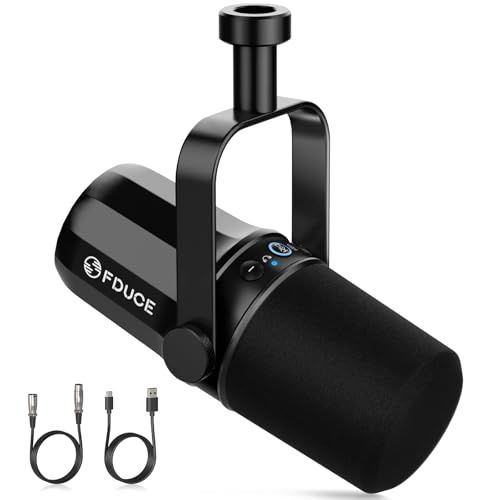 FDUCE SL40 USB/XLR ダイナミックマイク ポッドキャスティング、ゲーム、ライブストリーミングおよび録音用、内蔵ヘッドフォン出力、LED ミュートボタン、オールメタル、音声分離テクノロジー 国内発送 8948a0e1