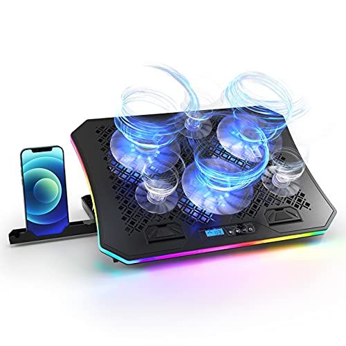 Lamore ノートPC クーラー 上級モデル 1600万色 RGB LED カラー 強力 大型 冷却ファン 高性能 冷却パッド 冷却台 USBポート 2ポート付 GAMING COOLER 19インチ対応 風量調節 冷却 7段階角度調整 スタンド 折りたたt
