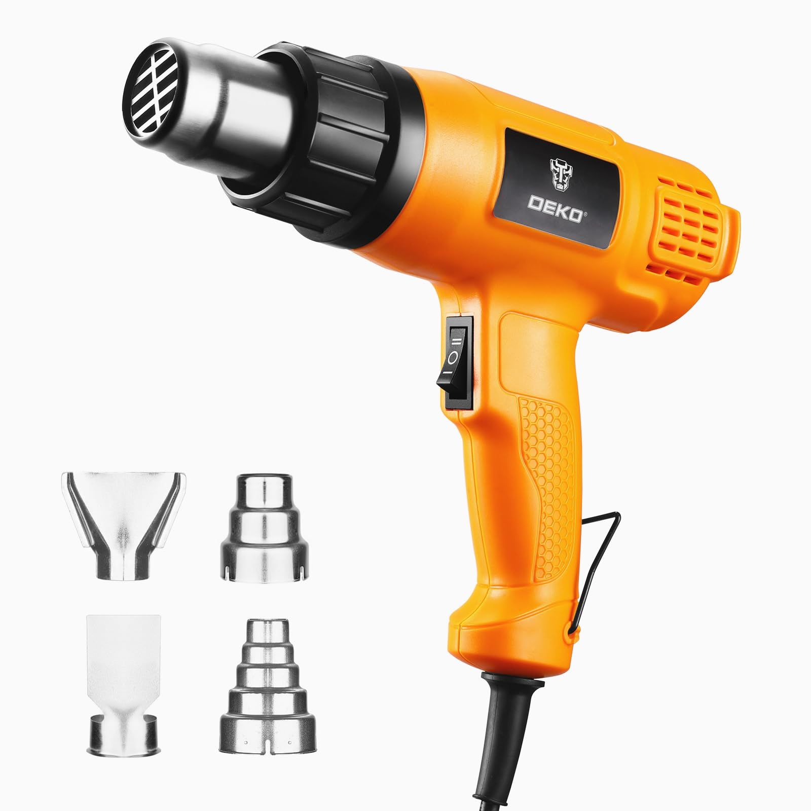 DEKOPRO ヒートガン ホットガン ヒートがん 超強力 2000W 2段階調温 382-612℃ ノズル4種類付き 熱工具ヒートガン 小型 多用途ホットガン 熱処理加工 DIYヒートがんt