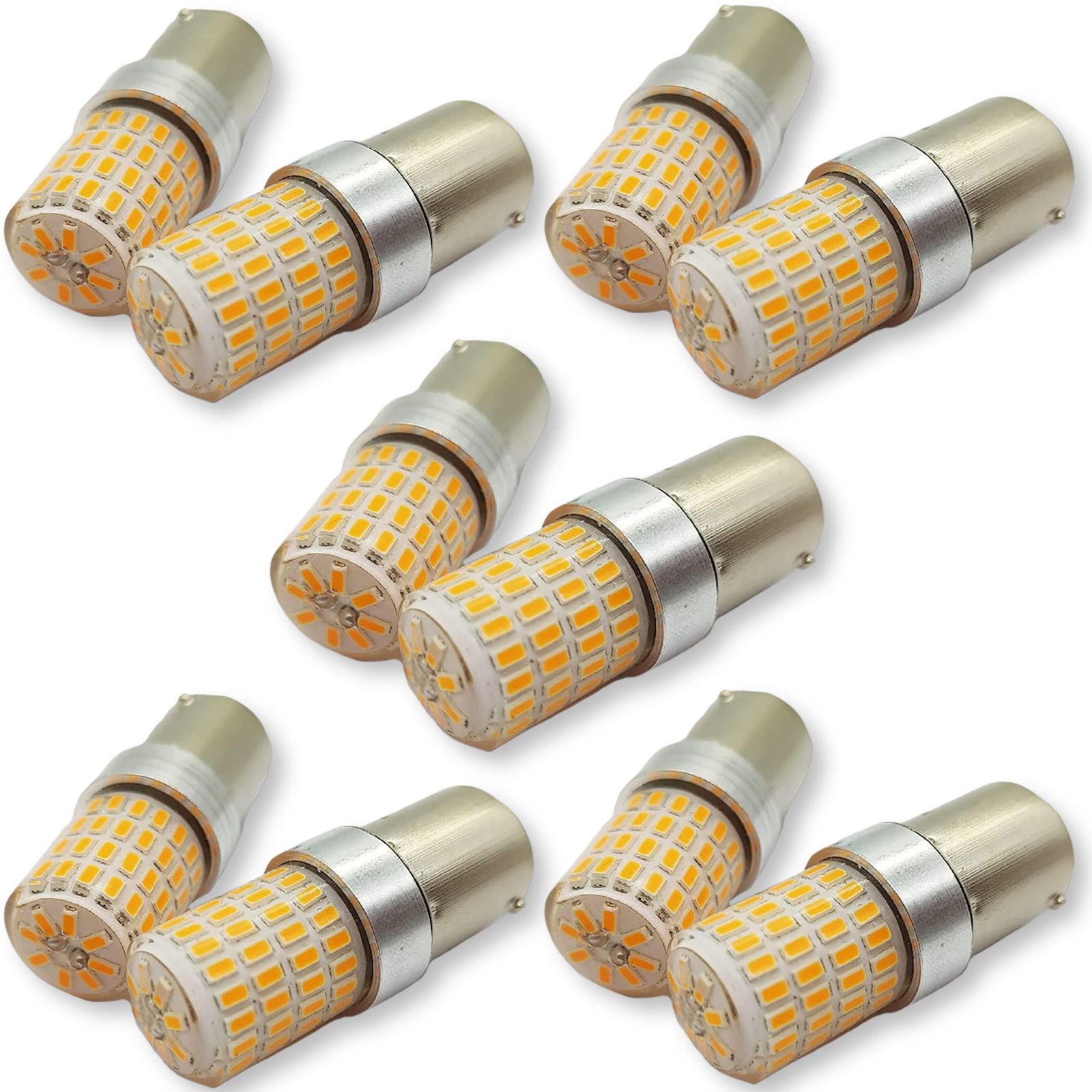 Lezalic シングル マーカー球 (アンバー 10個セット) 普通車 トラック用品 24V 12V 兼用 S25 LED 72連 平行ピン LEDバルブ 3014 6000K 超高輝度 72 SMD (1156/S25 シングル球 アンバー 10 ...