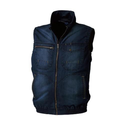 【新品】空調服(R) デニム ベスト KU92260 作業着 服 長袖 半袖 ウェアのみ 綿・ポリ混紡 メンズ レディース 夏 暑さ対策 冷却 作業服 空調 空調服ランキング ワークウェア ネイビー L 64068ffa