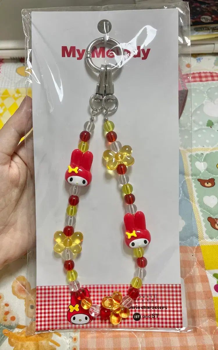 赤いマイメロディ ロリズファームビーズストラップ (新品)