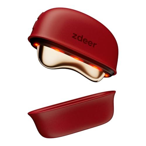 zdeer カッサ 美顔器 リフトアップ 電動かっさプレート 真鍮 赤色光 近赤外光 温感 振動 3段階 TypeC充電 男女兼用 (炎の赤)ma