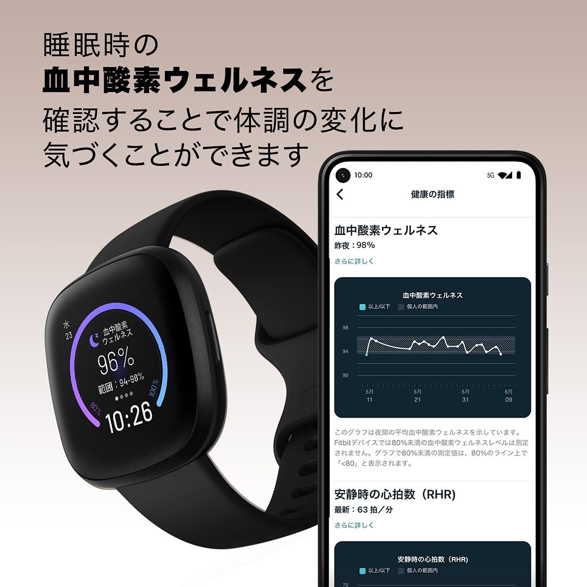 Fitbit Versa3 Alexa搭載/GPS搭載 スマートウォッチ Black ブラック L/S サイズ [日本正規品] [ブラック]｜詳細画像