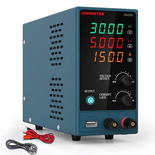 HANMATEK スイッチング電源 可変直流安定化電源 DC電源(0-30 V 0-5 A) 電圧&電流安定電源 低騒音高精度 自動切替 学校の実験室と電気のメンテナンス用 HM305ma eb1d5136
