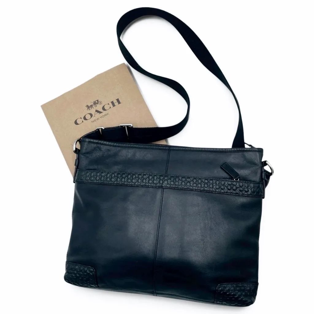COACH コーチ レザー ショルダーバッグ ブラック 黒 本革