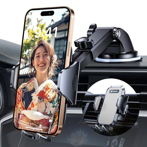 【2026年進化】Andobil スマホホルダー 車 スマホスタンド 車 【安定性アップ】車載ホルダー 2in1 粘着ゲル吸盤&送風口兼用 全車種対応 すまほほるだー 車 手帳型ケース対応 片手操作 携帯ホルダー 車 取付簡単 スマホ ホルダ 0c07b557