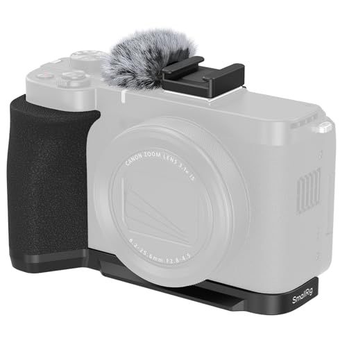 【新品】SmallRig L字型ハンドル Canon PowerShot V1用 ファーリーウィンドスクリーン付き 人間工学的シリコングリップ 1/4インチ-20スレッドホール アルカ用クイックリリースプレート内蔵 三脚/手持ち撮影をサポート 188683b1