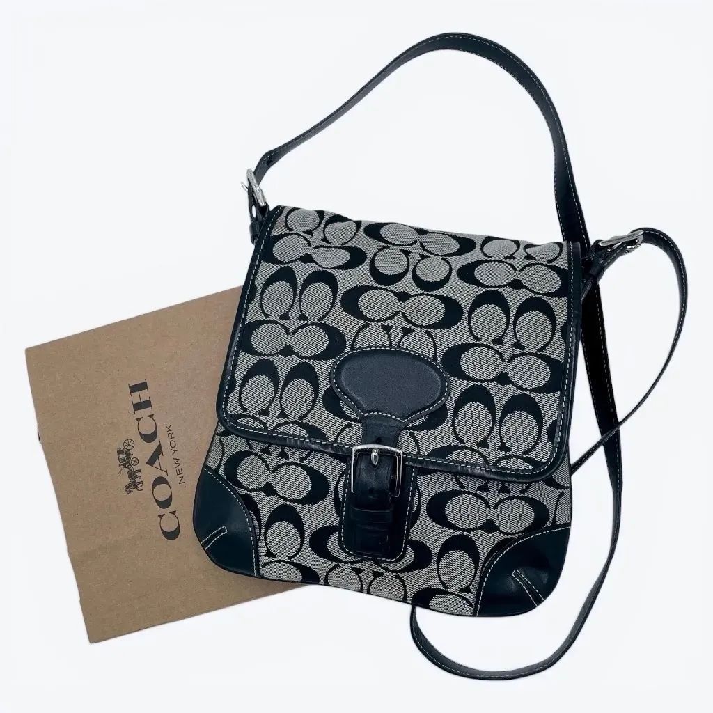 COACH コーチ シグネチャーキャンバス ショルダーバッグ グレー 総柄 
