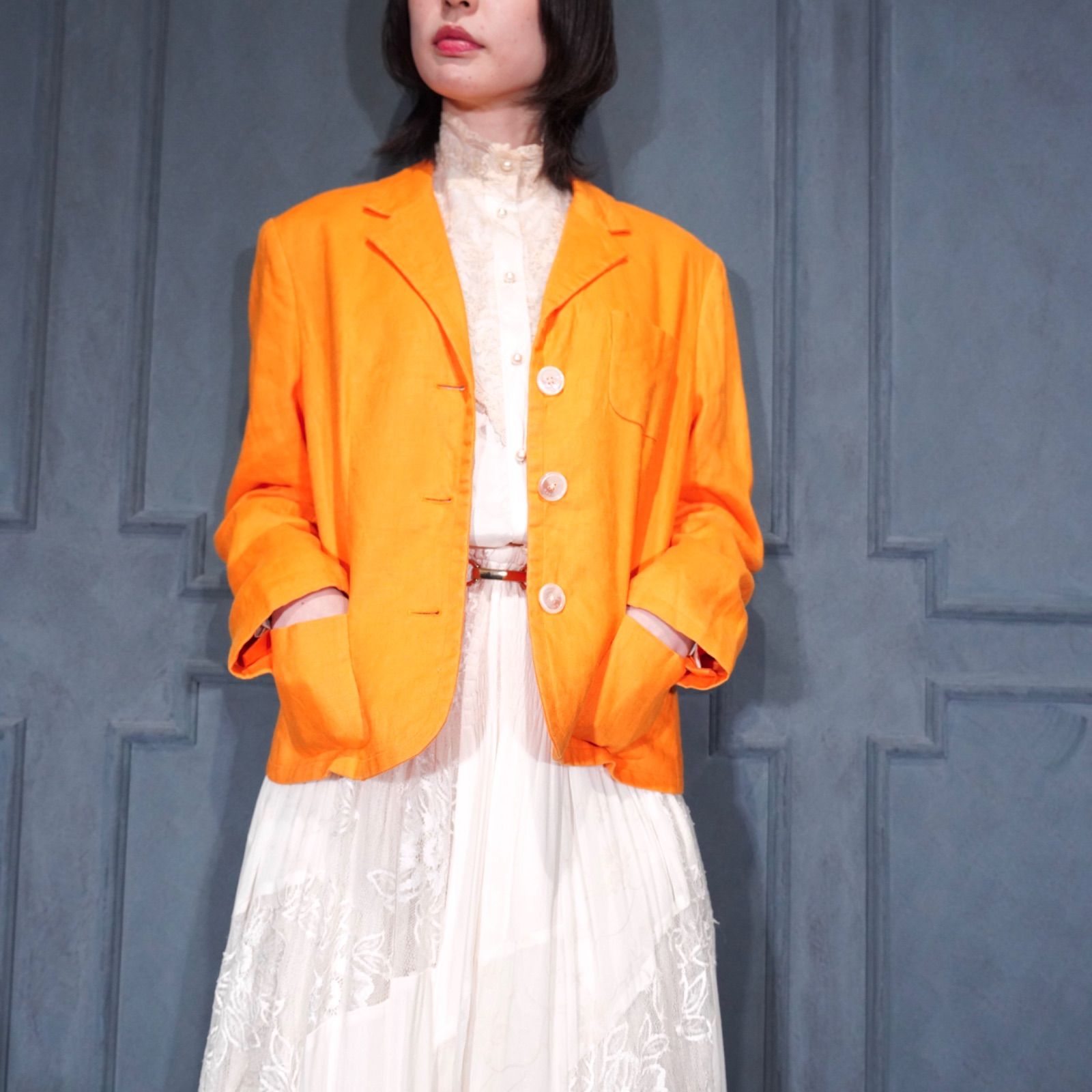 USA VINTAGE LAUREN RALPH LAUREN LINEN TAILORED JACKET/アメリカ古着ローレンラルフローレンリネンテーラードジャケット