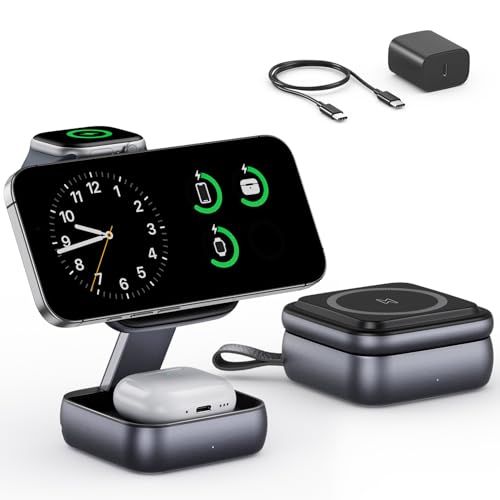 【2026年モデル】折りたたみ 充電器 3in1 iPhone Apple Watch AirPods 同時充電 MagSafe対応 15W急速充電 旅行用 20W PDアダプター付属as a7e58cbc