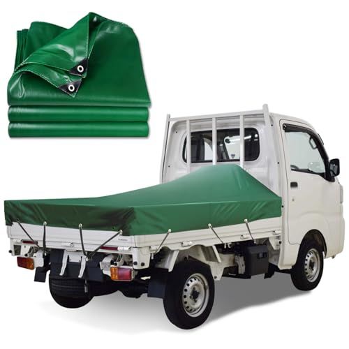 荷台シート 防水シート 荷台カバー エステル帆布 防水仕樣 580ｇ/? PVC帆布 日焼け防止 軽トラック用 (グリーン, 1.9m×2.1m)AR 41fdbae2