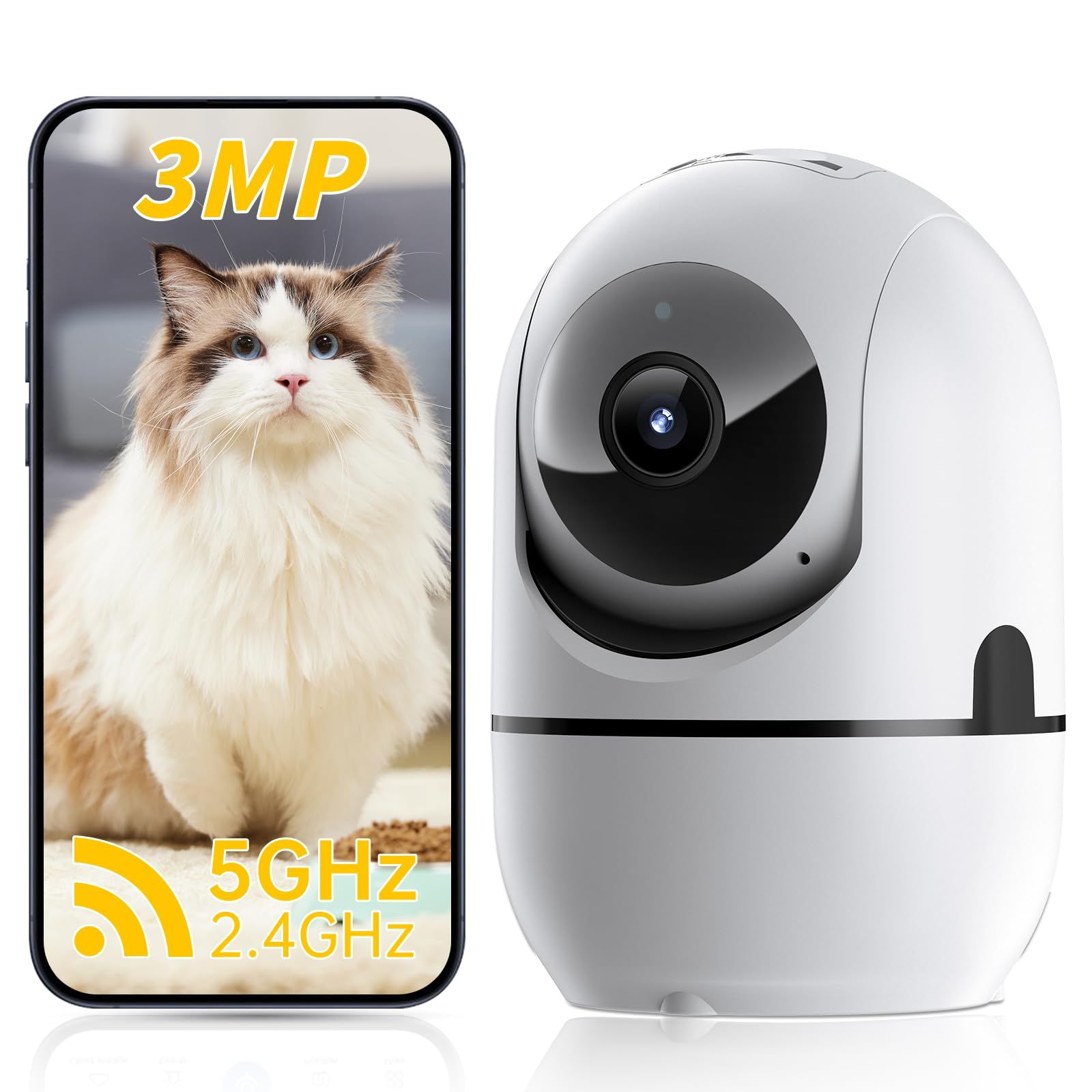 【5G/2.4G WiFi・360°PTZ機】JUFLSKY 防犯カメラ ペットカメラ 300万画素 見守りカメラ 5G/2.4G WiFi対応 iPhone/Android 双方向通話 人体検知 動体検知 暗視機能 TFカード/クラウド ア 76d968df
