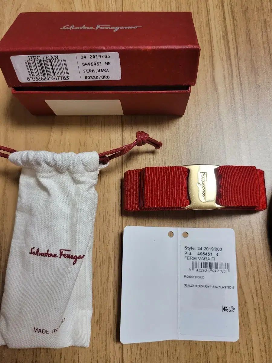 正規品 FERRAGAMO フェラガモ ヴァラ ボー レッド ゴールド ヘアクリップ ヘアバンド