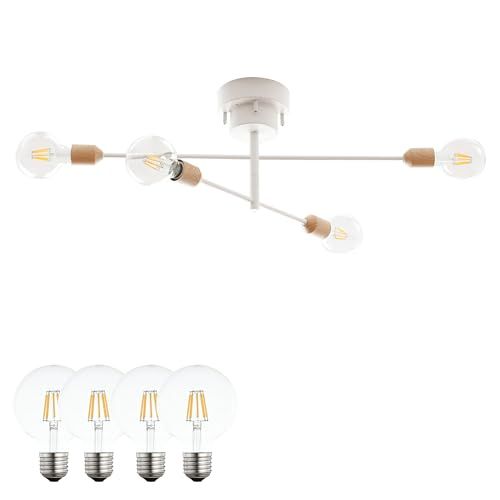 【新品】シーリングライト 6灯 ミニマリスト デザイン 木目調 円筒形 美しい 電球調 ユニーク 質感 LED対応 全方向照らす 可動式 室内 照明器具 寝室 リビング ダイニング キッチン firlo6 BK ブラック フィラメントLED電球付き