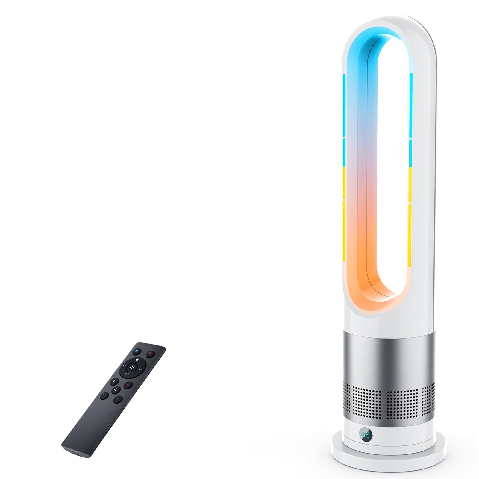 セラミックヒーター【羽なし&1台で四季をまかなう！】 電気ファンヒーター 暖房器具 省エネ 電気ストーブ 40W/1100W 送風・暖風を満喫 2秒速暖暖房 3段暖風・8段送風 9H切タイマー 左右100°自動首振り 65°過熱保護 転倒オフ リモコン リma