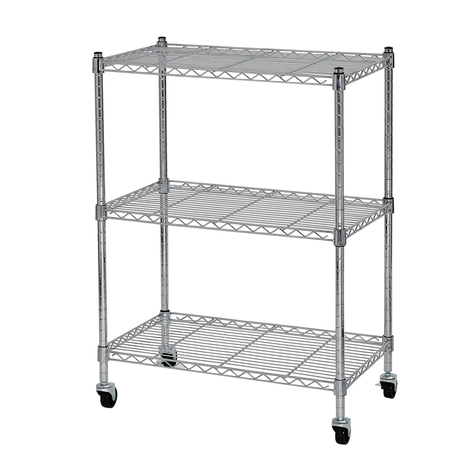 VECELO スチールラック 収納棚 ラック 3段 幅60x奥行35x高さ83.5cm 各棚板耐荷重50KG キャスター付き 棚 メタルラック キッチンラック クロムメッキ 防錆加工 業務用 リビング/玄関/キッチン シェルフ キッチン収納 クロームma