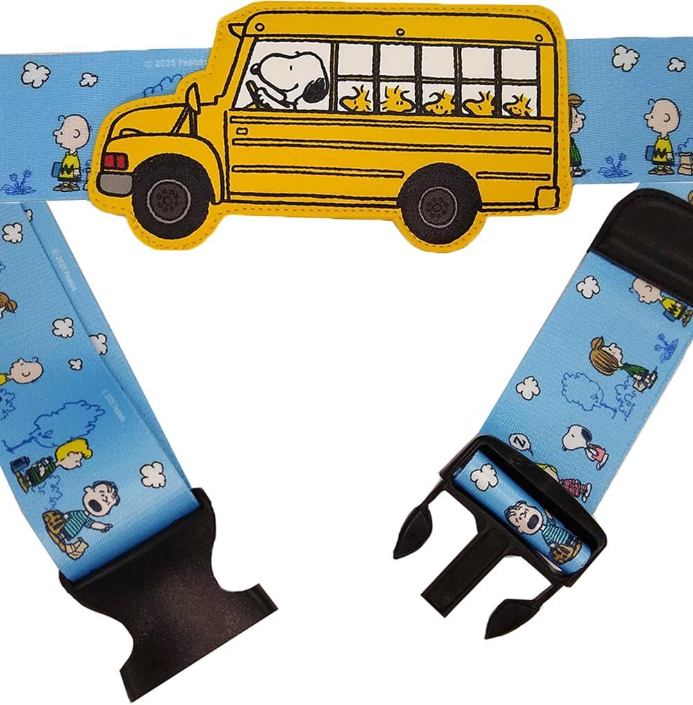SNOOPY スーツケースベルト ワンタッチ 便利 荷物 固定 旅行便利グッズ かわいい キャラクター スヌーピー 目立つ ビッグ ネーム付き バスブルーma