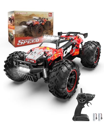 Carox ラジコン 速い ラジコンカー オフロード 高速 25KM/H 1/18RCカー 充電式バッテリー2個付き 操作時間約60分 スピード調整機能 独立サスペンション 2.4GHZ LEDライト あらゆる地形対応 男の子 子供 小学生 f4aa2886