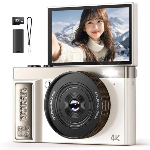【新品】デジカメ AEKOMi 4K動画撮影 64MP画素 フリップ デジタルカメラ AFオートフォーカス コンパクトカメラ 16Xデジタルズーム 手振れ補正 3.0インチIPS スクリーン 32GB Micro SDカード付属 充電式 小型 a075cab4