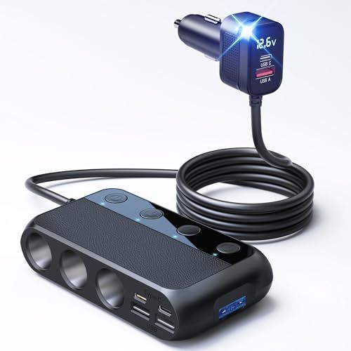 BESTEK シガーソケット 180W 3連 車 USB 増設 カーチャージャ 車載充電器 シガーライターソケット 3ポート PD36W/65W・QC3.0 18W*4充電ポート搭載 急速充電 LED電圧・電流表示機能搭載、12V/24V車対 a560264f