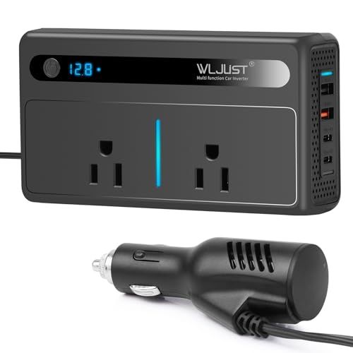 カーインバーター 300W DC12V＆24V共用 AC100Vに変換 インバーターコンバーター4ポート ACコンセント2口 QC3.0 充電 電圧インジケーター静音超放熱性超耐久性 ドラック用インバーター充電器 正弦波 日本語説明書(沖縄・ d75d10f0