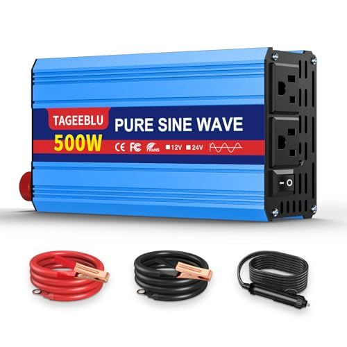 500W インバーター 正弦波 12v 100v, DC12V（直流）をAC100V（交流）に変換 車 インバーター、ACコンセント電源2口 家庭緊急用電源 車中泊グッズ アウトドア 自動車 キャンピングカー用品(沖縄・離島の方発送不可）) 92961798