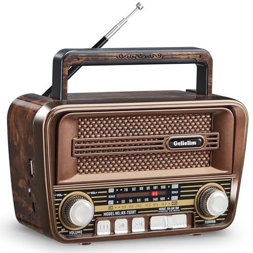 Gelielim ラジオ ポータブルラジオ FM/AM/SW/短波ラジオ 小型 USB/SDカード対応 電池/USB充電 MP3プレーヤー大音量 屋内および屋外使用 レトロラジオ 日本語取扱説明書 国内発送 39d9d709