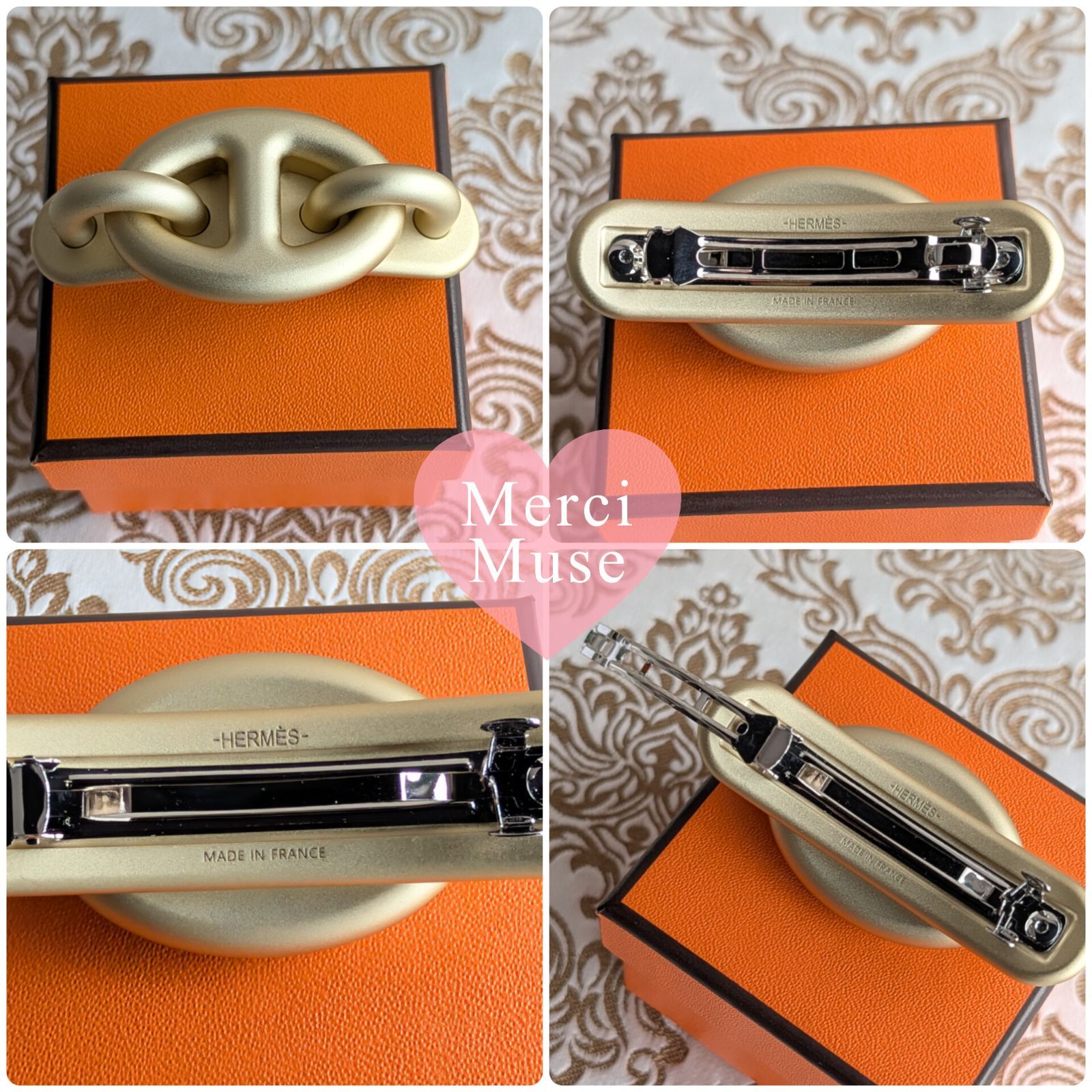 ❤未使用品❤トリマイヨンPMバレッタ マットゴールドxシルバー金具