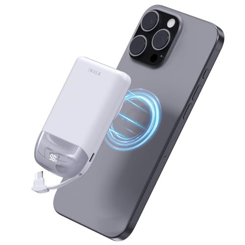 iWALK MagSafe対応 【2025年新登場・PD 40W急速充電・10000mAh大容量】 小型 マグネットワイヤレス充電器 タイプc ケーブル内蔵 持ち運び PSE認証済み iPhone 17e/17/16/15シリーズ Andro b54695e6