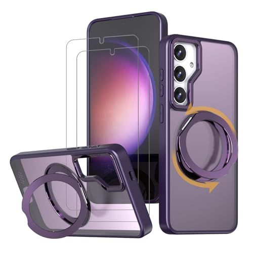 【新品】【強化フィルム2枚付き】HCXLYP Galaxy S24 FE ケース MagSafe対応 リング スタンド 多機能 360度回転 縦横両対応 ギャラクシー S24fe カバー ワイヤレス充電対応 S24fe携帯ケース 米軍MIL規 b8788dbb