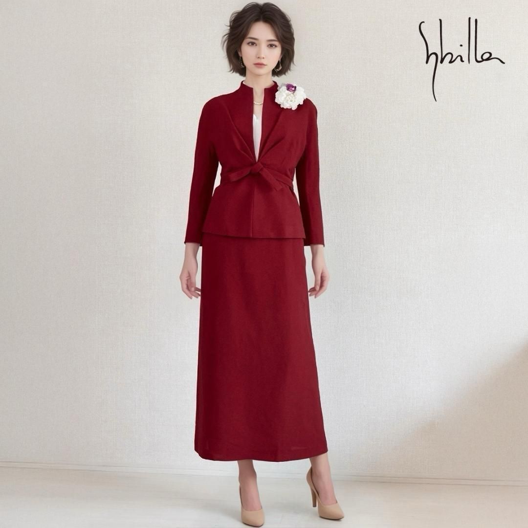 ◎当日発送可能【美品】シビラ　セレモニー　S　赤　上品な爽やかさ　マキシ丈