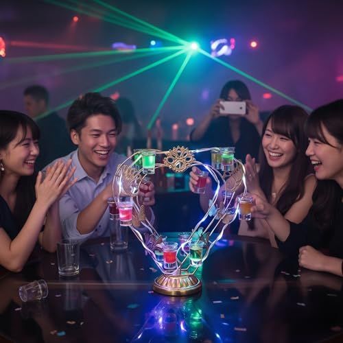 ボトルラック LED酒ボトルの表示棚 & テキーラ観覧車 「夜恋十二光 - 皇雅ハート・エンサンブル」 ショットグラス付き｜バー、居酒屋、キャバレー、歌舞伎町まで、商用・家庭用を問わずあらゆる空間を照らす一本wb e42b510d