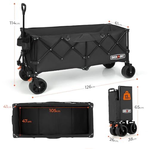 Overmont キャリーワゴン 特大容量300L アウトドアワゴン 耐荷重200kg ベアリング付き 荷室加長 キャリーカート キャンプカート 長物対応 大型タイヤ ブレーキ付き 折りたたみ キャンプ用品 荷物運び 大型 キャンプ・釣り・ビ 9a23a94a Overmont キャリーワゴン 特大容量300L アウトドアワゴン 耐荷重200kg ベアリング付き 荷室加長 キャリーカート キャンプカート 長物対応 大型タイヤ ブレーキ付き 折りたたみ キャンプ用品 荷物運び 大型 キャンプ・釣り・ビ 9a23a94a
