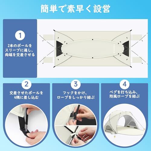 Raynesys テント ビーチテント 1-3人用 UVカット 遮光 日除け サンシェード 両サイドドア開放可 軽量 設営簡単 収納袋付き 防風防水 ビーチ/浜辺/公園/キャンプ/ピクニック/運動会/防災 205*140*132cm送料無料 3d61f3c5