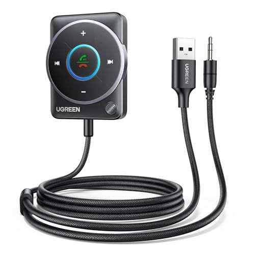 UGREEN 最新Bluetooth 5.4 車載レシーバー、[強化された接続とノイズキャンセリング]、Bluetooth受信機 ブルートゥース化 USB式 Bluetooth5.4 Auxレシーバー、カーミュージック/ハンズフリー通話/ステ 55230e96