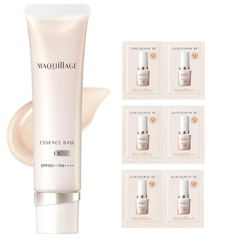 마킬라쥬 메이크업 베이스 메이크업 세트 에센스 베이스 EX 퓨어 아이보리+ 파운데이션 샘플 30g SPF50+ PA++++ 크리미 글로스 클리어 메이크업 스킨 케어 화이트 플로럴 앤 시트러스 향 마킬라지마