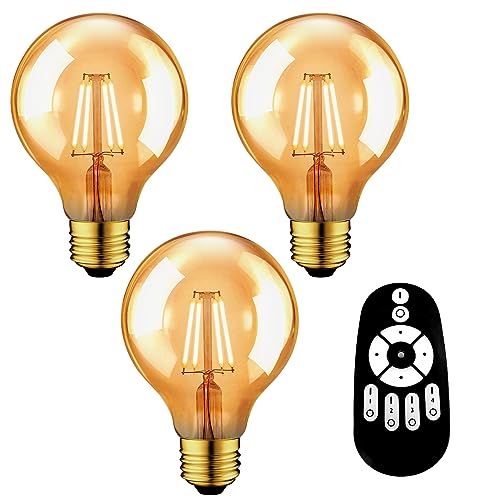 シャンデリア電球 LED電球 3個セット E26口金 G80 720lm 消費電力6W（60W形相当） リモコン付き 無段階調光 フィラメント電球 エジソン電球 広配光 ボール電球 透明全方向タイプ 高輝度 レトロ 雰囲気 調光 調色 遠隔操 6c84ff8d