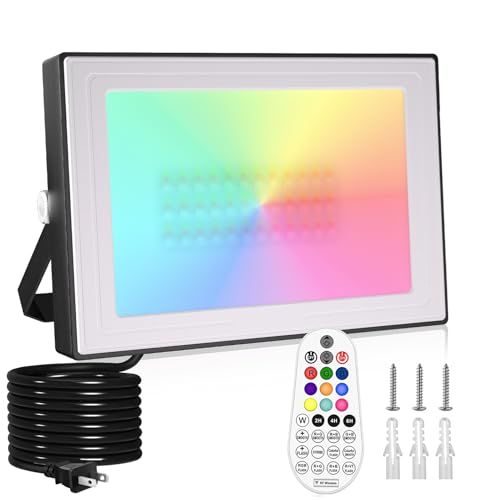 CLY RGBライト 60W 投光器 LED雰囲気ライト 屋外 庭園灯 看板灯 景観照明 舞台照明 100Wより明るい IP66防水防塵 リモコン付き 360度操作可能 10色切り替え 輝度調節 40種類グラデーション調節 タイミング機能 二つモード操作 ts