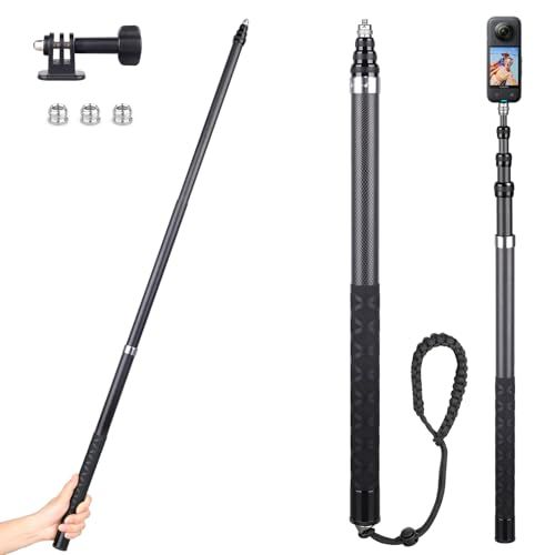 ARTCISE 3m カーボン自撮り棒 超軽量268g ネジ固着防止・改良型マウント 1/4インチ対応 補助穴付きマウント 六角レンチ付 シリコン保護 伸縮式 アクションカメラ 全景カメラ対応t