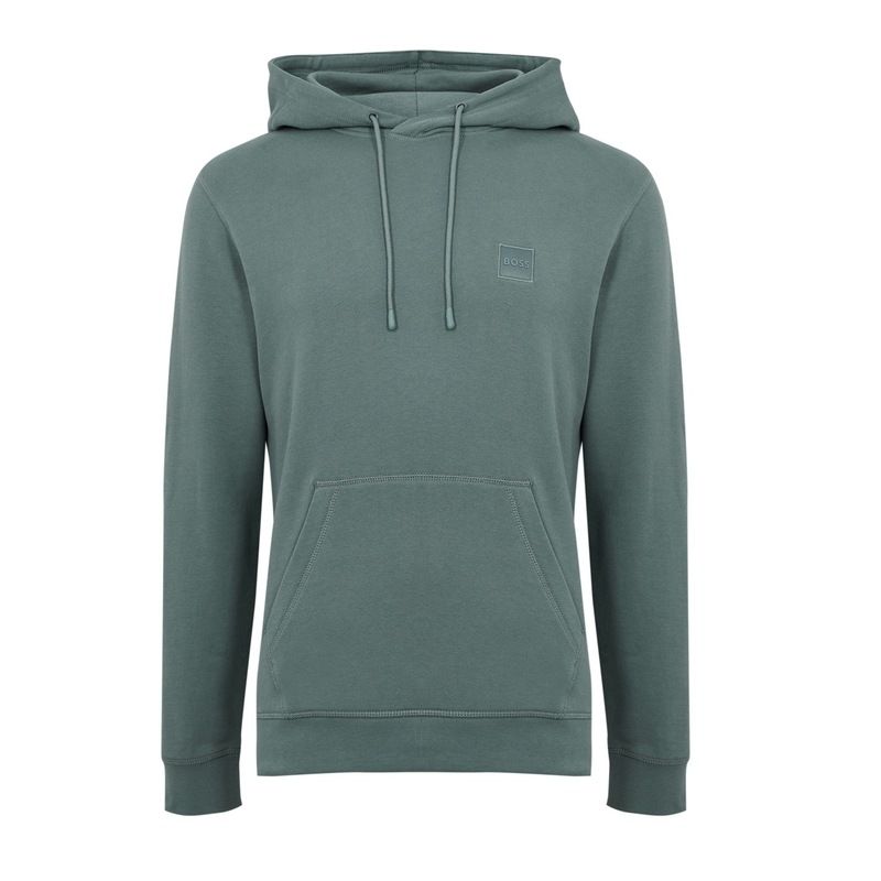ボス メンズ アウター パーカー・スウェット ロゴ パーカー Boss Wetalk Logo Patch Hoodie Open Green 375 グリーン