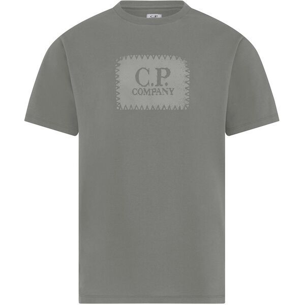シーピーカンパニー メンズ トップス Tシャツ ロゴ CP COMPANY Block Logo TShirt Shadow Grey 937 グレー