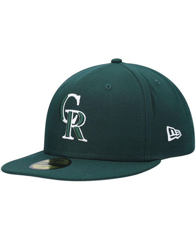 ニューエラ メンズ アクセサリー 帽子 ロゴ New Era Mens Green Colorado Rockies White Logo 59FIFTY Fitted Hat Green グリーン