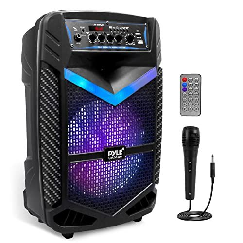 【Pyle 400W Bluetooth付き ワイヤレス スピーカー】 充電式バッテリー 屋外で使える 重量3.1kg. ８インチ サブウーファー 1インチ ツイーター付き 携帯用 PA システムスピーカー、 録音機能、 カラオケスピーカー 712f4afb