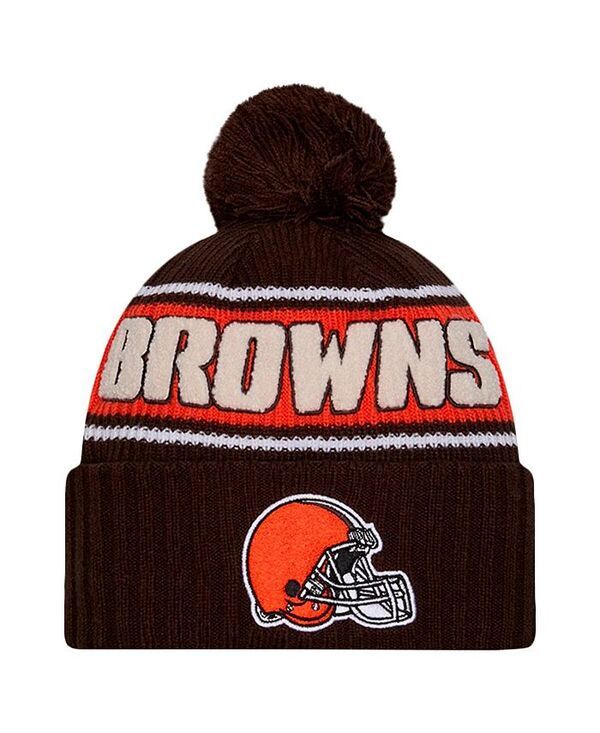 ニューエラ メンズ アクセサリー 帽子 ニット New Era Mens Brown Cleveland Browns 2024 Sideline Cuffed Knit Hat with Pom Brown ブラウン
