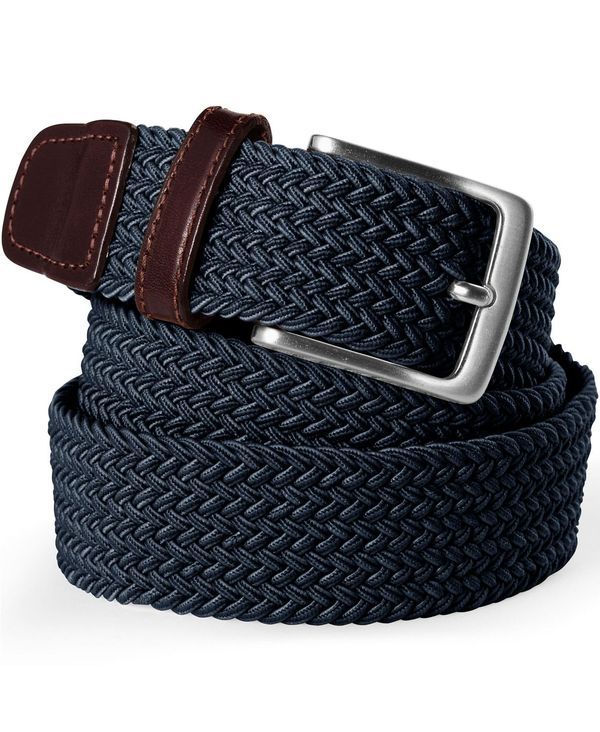 ランズエンド メンズ アクセサリー ベルト Lands End Mens Elastic Braid Belt Radiant navy ネイビー