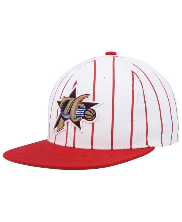 ミッチェルネス メンズ アクセサリー 帽子 Mitchell Ness Mens White Philadelphia 76ers Hardwood Classics Pinstripe Snapback Hat White ホワイト